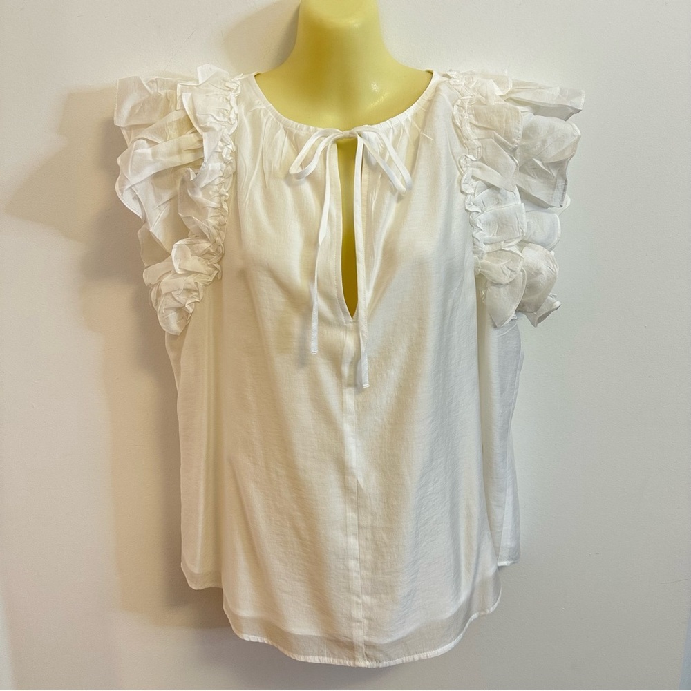 ANTONIO MELANI White Ruffle Sleeve Blouse